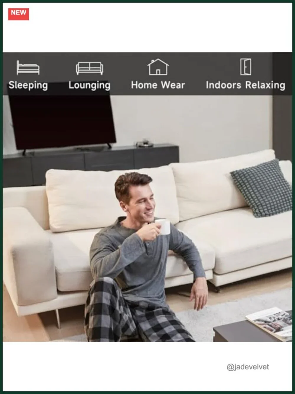 Men's Pajama Set - Flannel Pants & Cotton Top - Relaxed Fit Long Sleeve